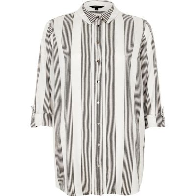 Grey stripe relaxed fit shirt